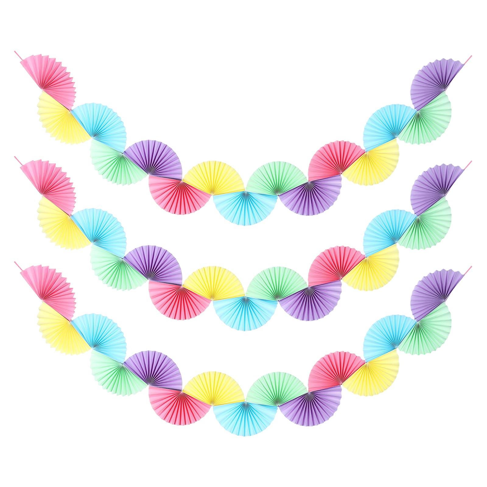 sourcing map Paper Fan Garland, 5.25ft Paper Garland, Candy Color, 3 Pcs