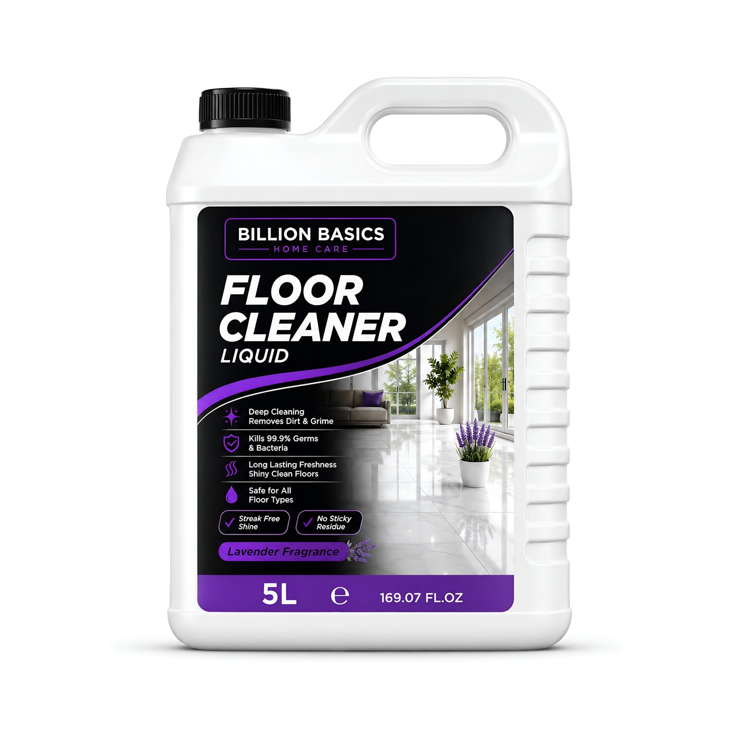 Floor Cleaner Liquid, Lavender Fragrance, Kills 99.9% Germs, Streak Free Shine, Safe for All Floor Types, 5L-image-8