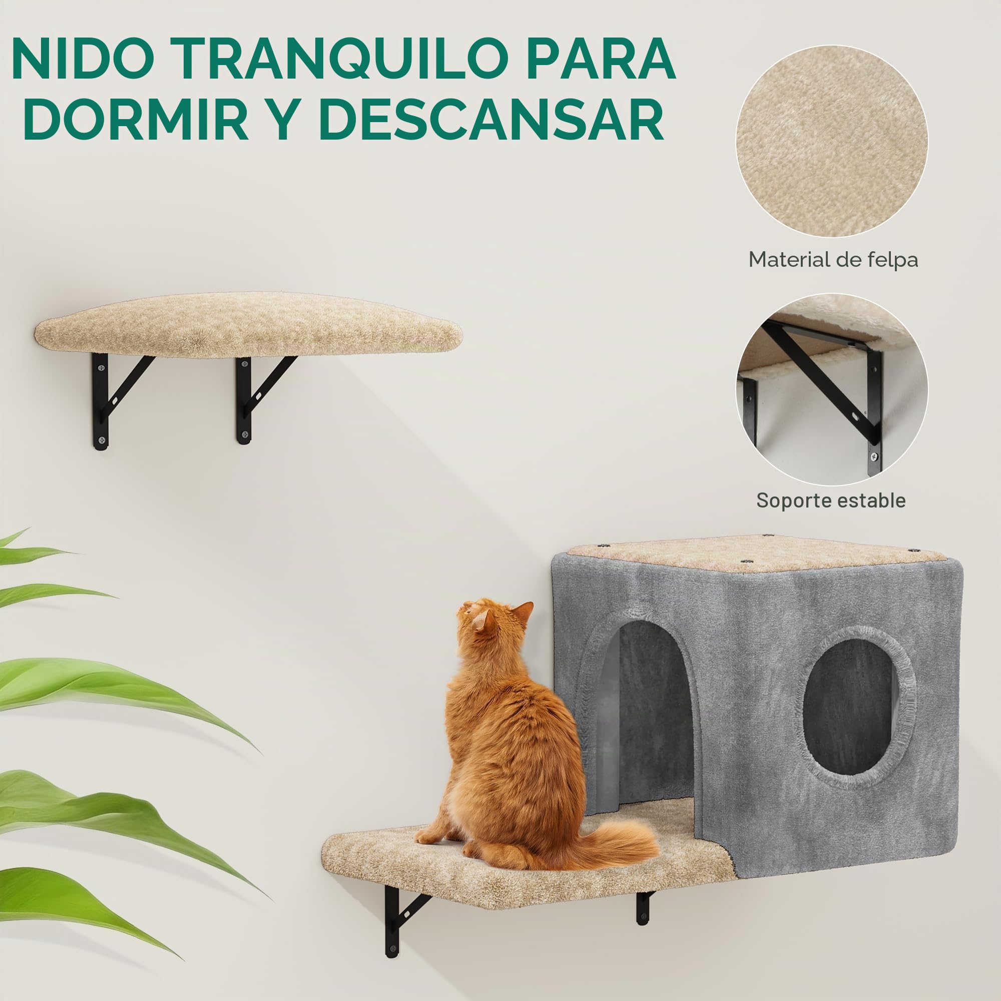 YITAHOME Juego de 8 paredes de escalada estables para gatos, de franela, muebles para gatos con casa para gatos, cama para gatos, tabla rascadora, puente colgante para gatos, columna de sisal para