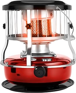 Kerosene Heater 9000 BTU Indoor Outdoor Portable Non Electric Heater for Home Garage and Camping 4 5L Fuel Capacity Radiant with Cooking Stove Black (Red)