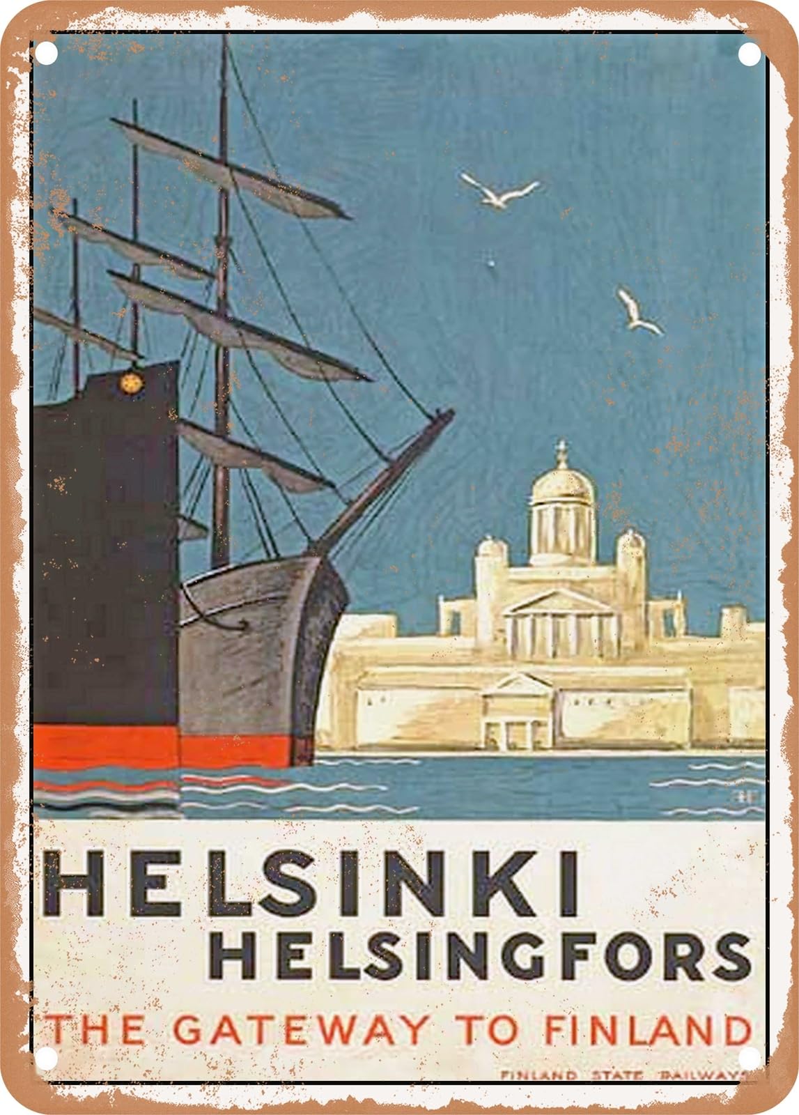 Miaomansenstore Metal Sign - 1934 Helsinki Helsingfors The Gateway To Finland Vintage Ad Home Decor