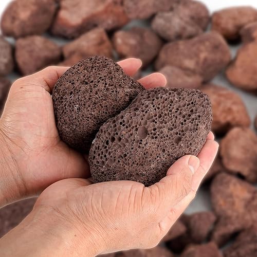 Miniatura 9 de Onlyfire Red Lava Rock - Piedras volcánicas de lava de 10 libras para chimeneas de interior y exterior parrillas de gas y paisajismo 03-06 pulgadas