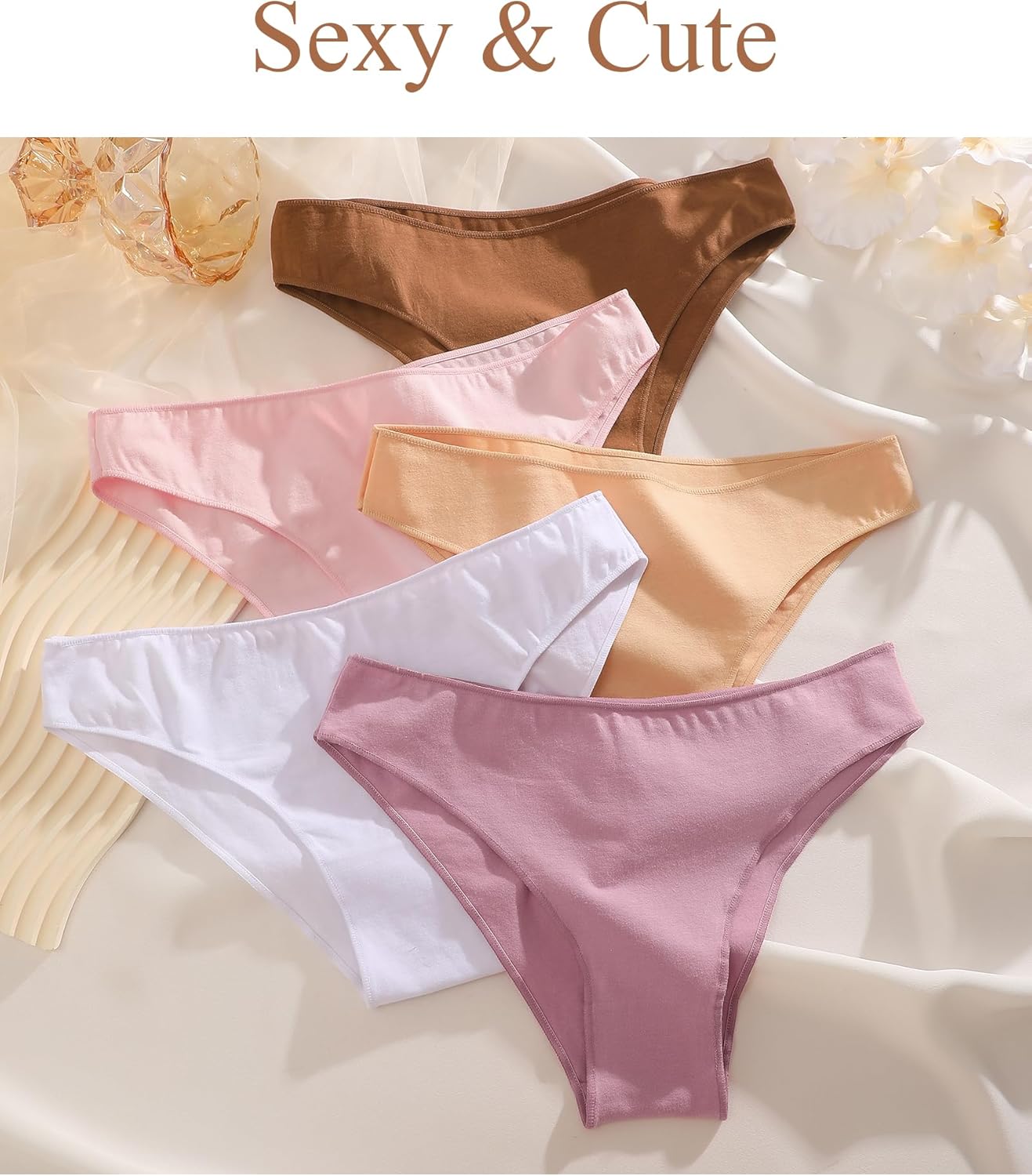 FINETOO 12 Pack Cotton Underwear for Women Cute Low Rise Bikini Panties High Cut Breathable Sexy Hipster Womens Cheeky S-XL - Image 6