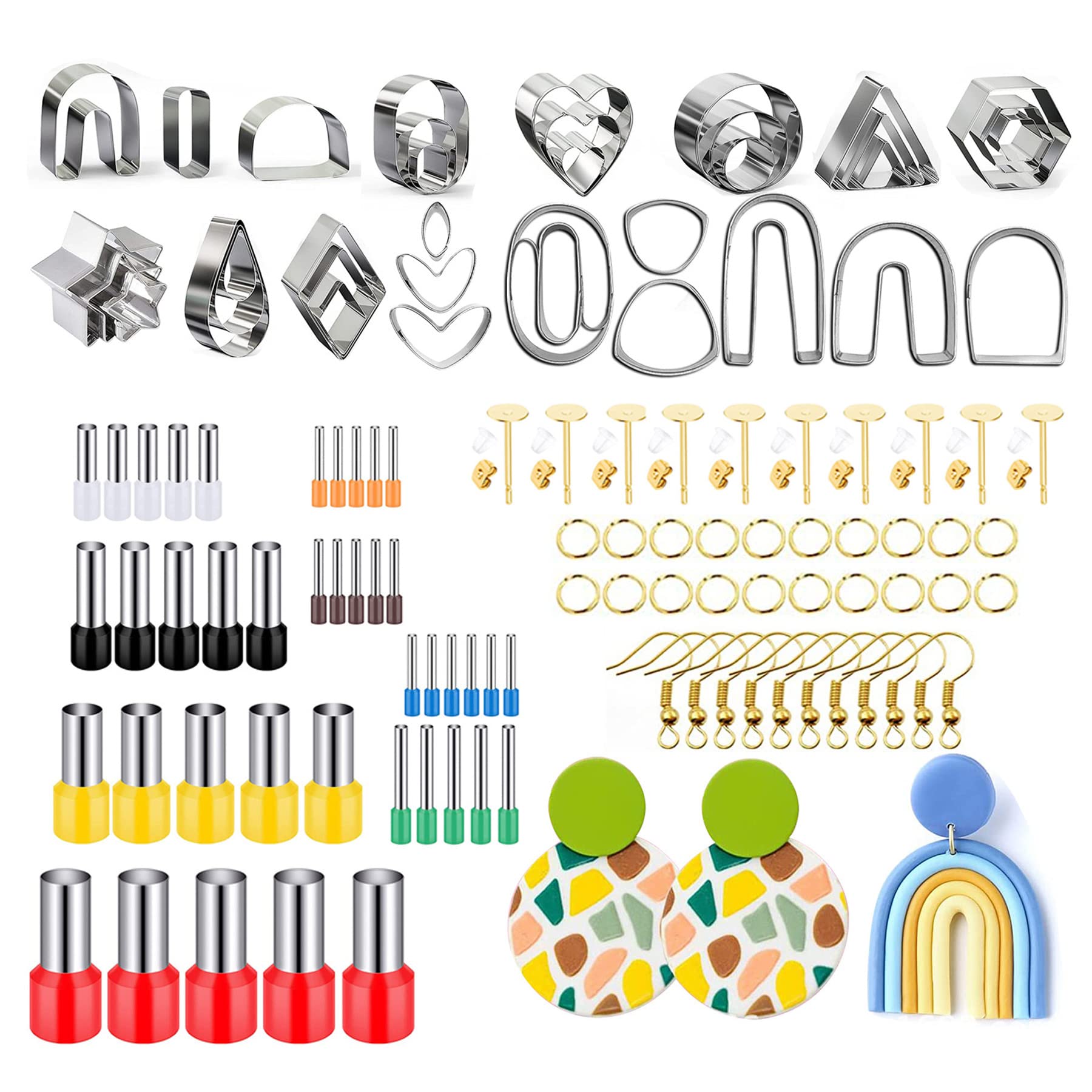 Lot de 227 Emporte-Pièces en Argile Polymère pour Boucles D'oreilles, 36 Formes Cutters D'argile Polymère avec Cartes pour Fabrication de Bijoux en Argile Polymère