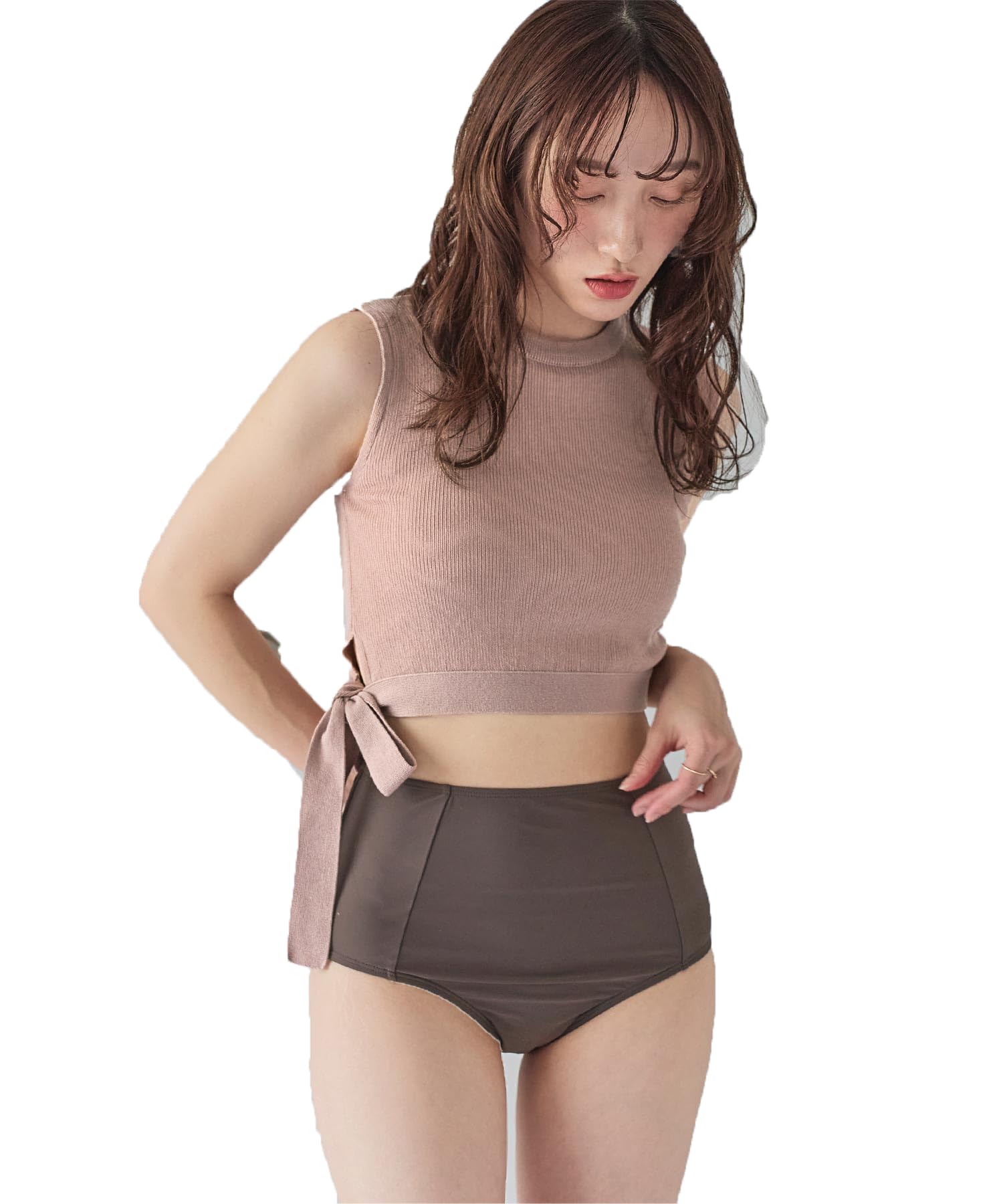 Amazon.co.jp: [シードレス] サイドリボン ニット×ハイウエスト ビキニ