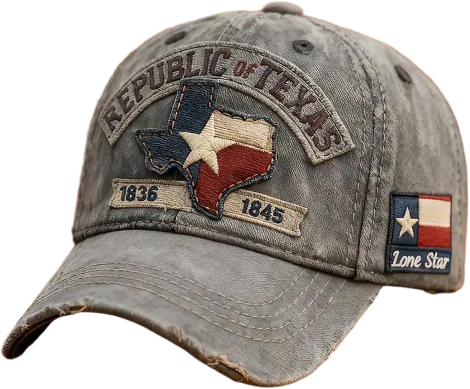 Republic of Texas Distressed Baseball Cap,1836-1845 Lone Star Embroidered Vintage Hat for Men Women