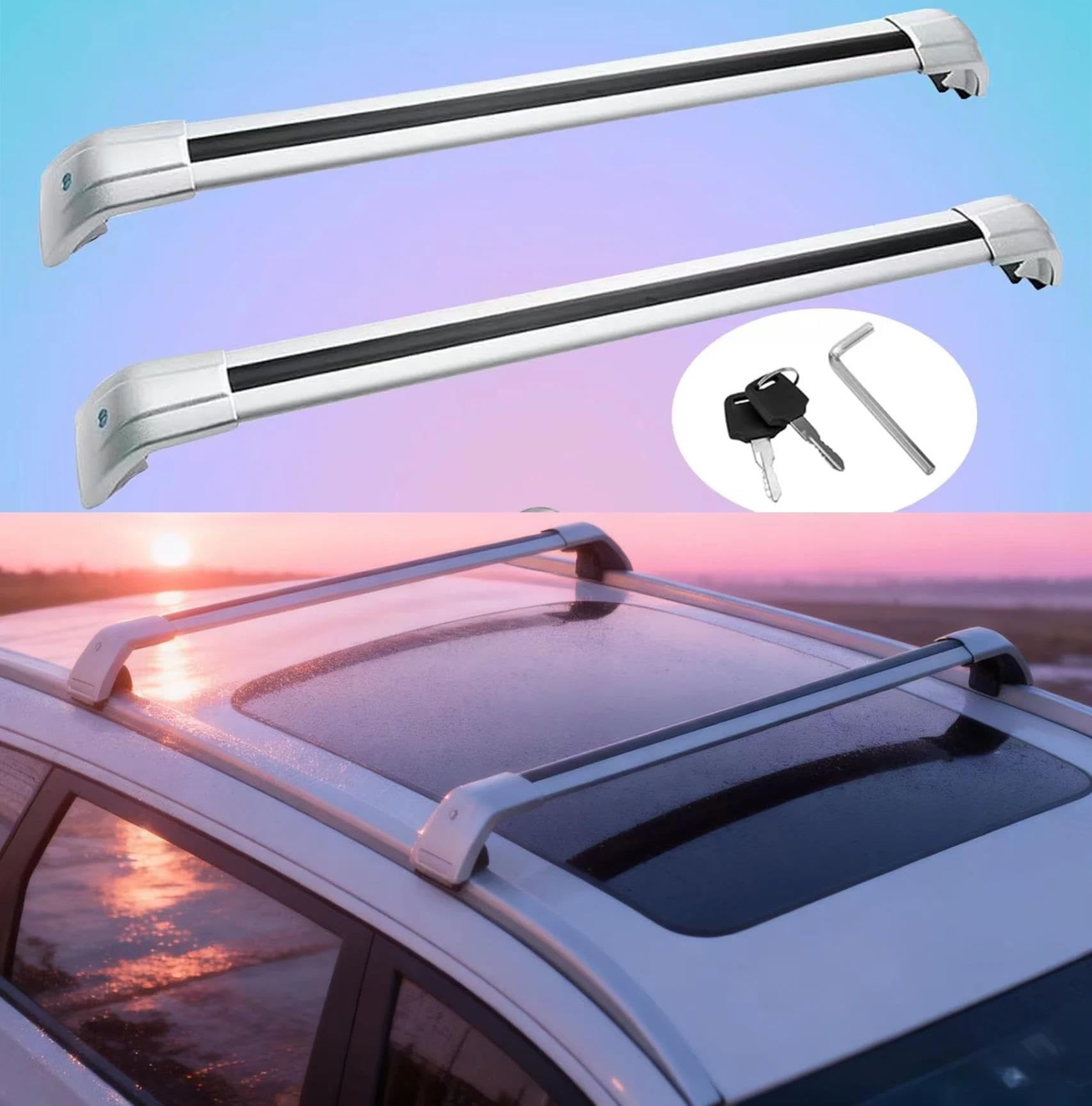 Portapacchi Auto Auto Portapacchi Barre Trasversali Per Genesis GV70 JK1 2021-2025 Di Carico Con Serratura Regolabile Argento