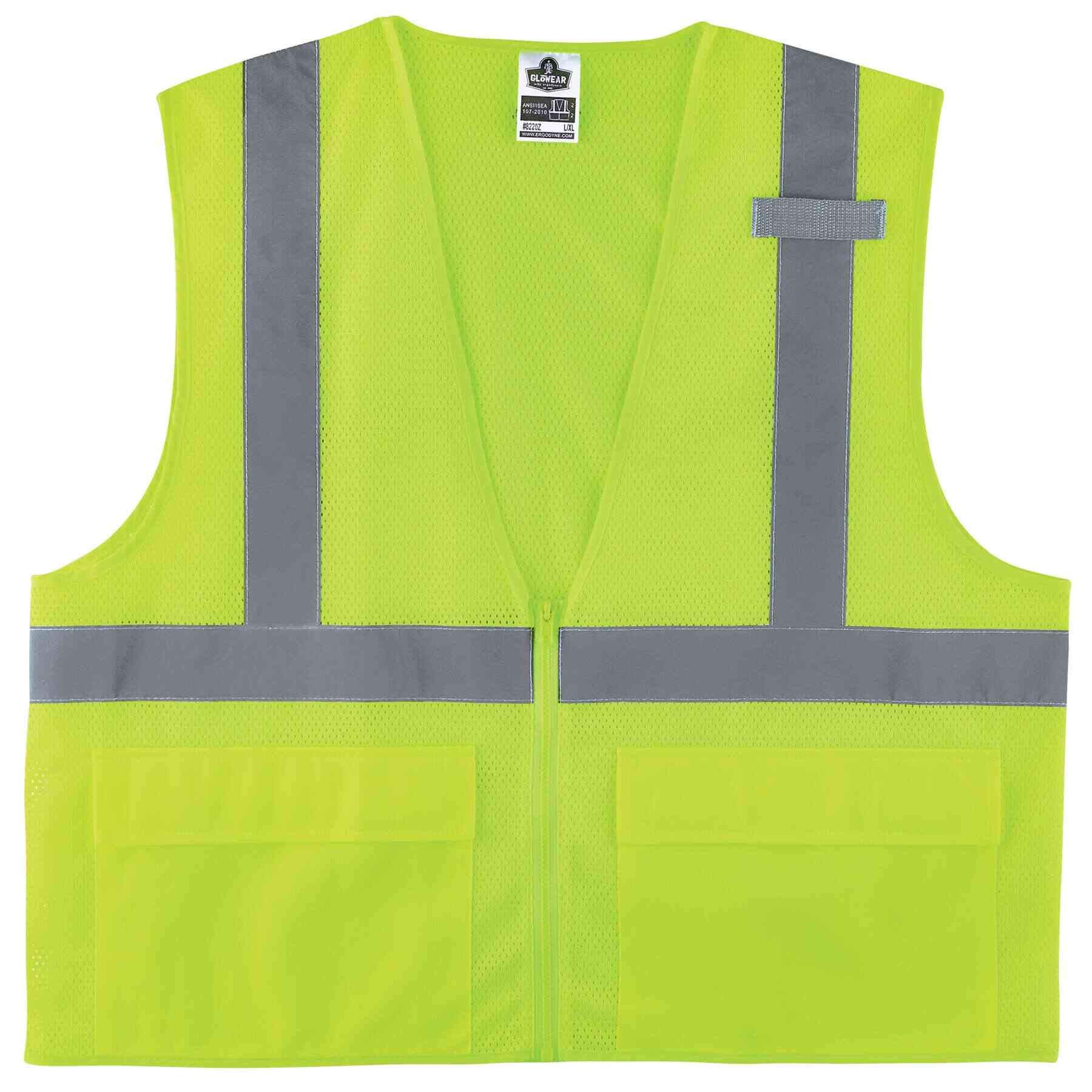 Ergodyne GloWear 8220Z High Visibility Reflective Safety Vest, ANSI Rated, Zipper Closure