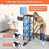 Vista 2 de 5 Gallon Water Bottle Jug Holder 3-Tier Water Bottle Holder Organizer with Lockable Casters Heavy Duty Water Storage Rack Water Dispenser Stand With