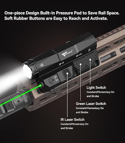 Miniatura 4 de VOTATU MDL-IG - Linterna táctica láser de 3000 lúmenes para rifle, láser verdeluzinfrarrojos, interruptor de almohadilla de presión integrado,