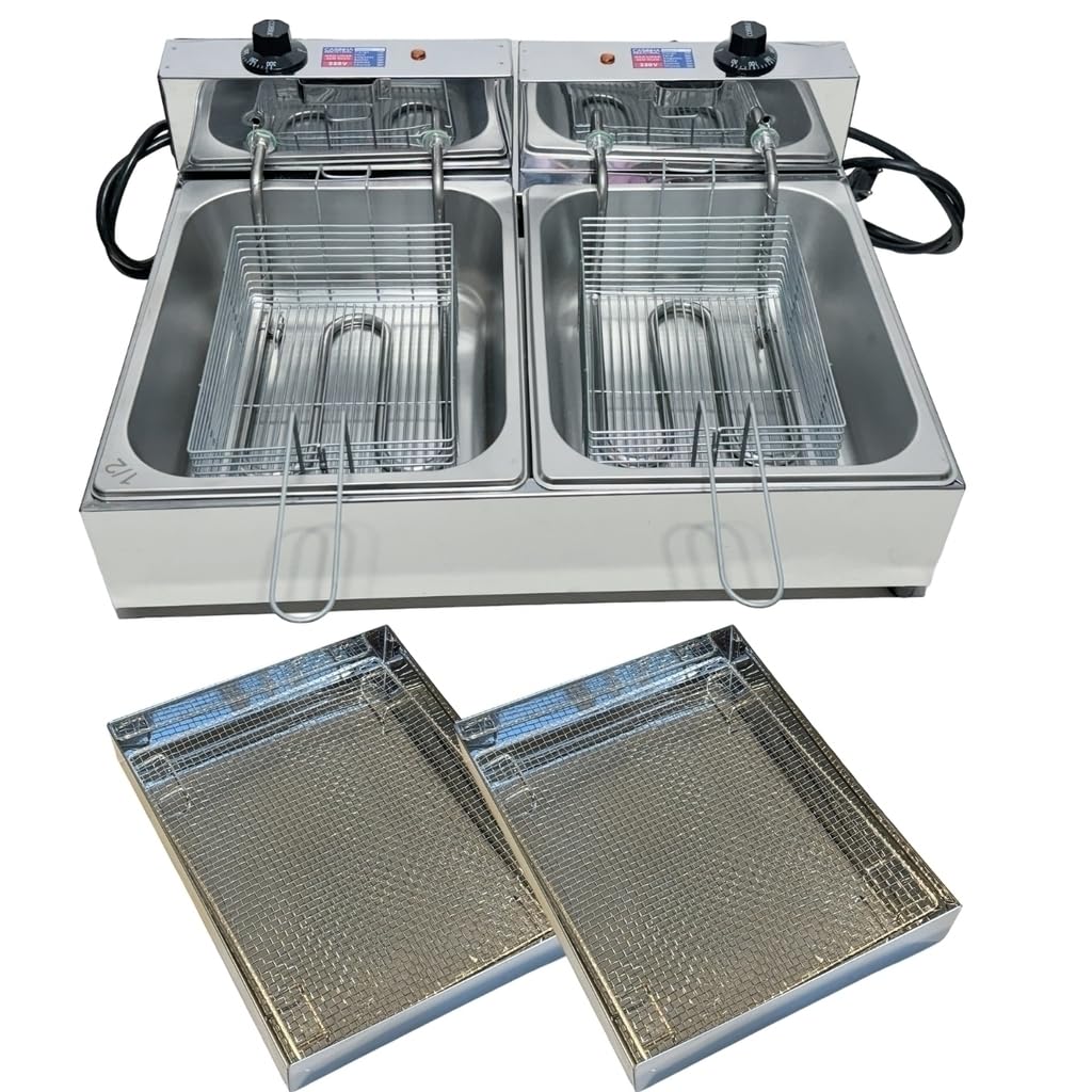 Fritadeira Elétrica Industrial 2 Cubas Inox 10 Litros com 2 Escorredores M(220)