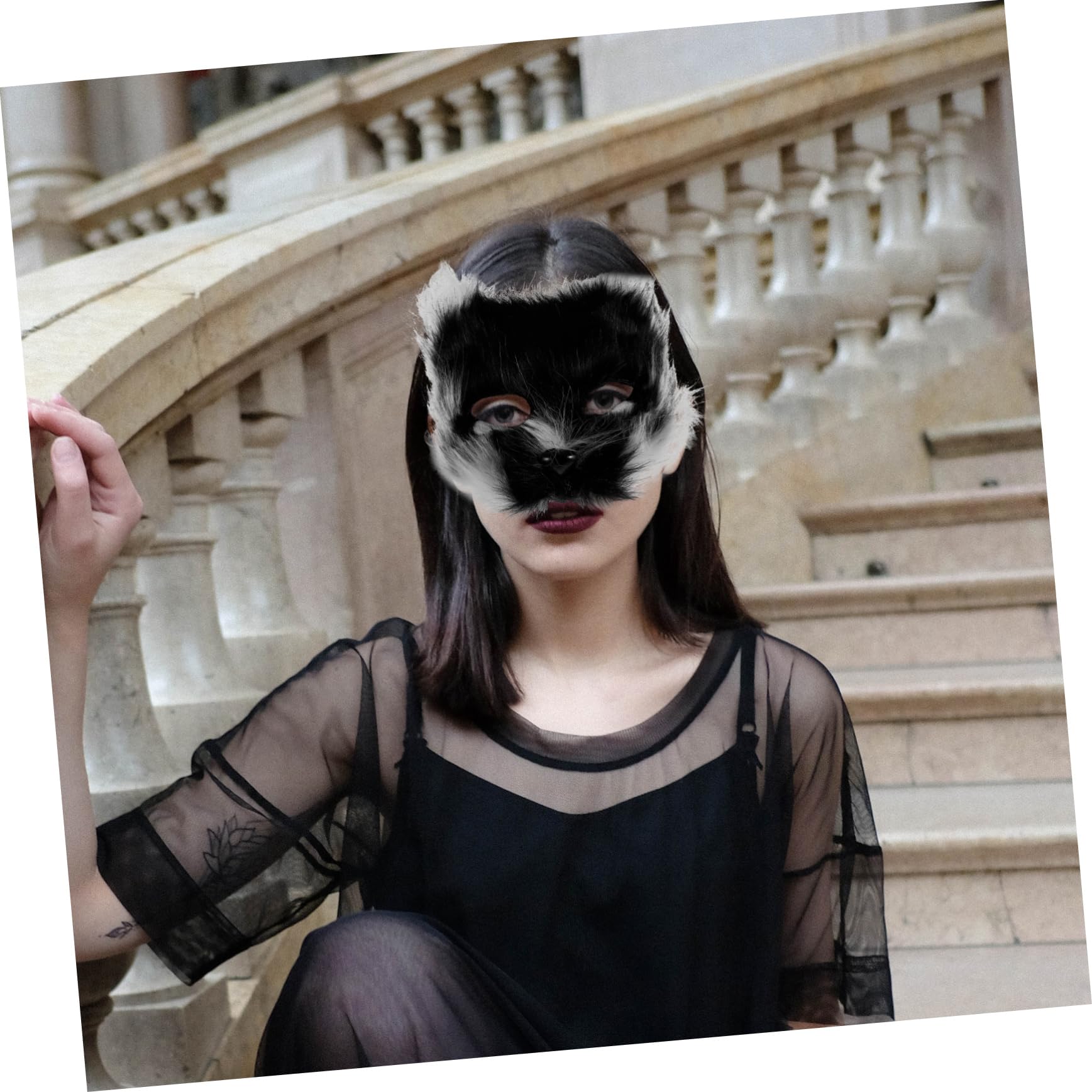 TOYANDONA 1juego De Media Cara De Animal De Pelaje Sintético Para Halloween y De Disfraces Accesorios De Cosplay Adultos Diseño y Múltiples