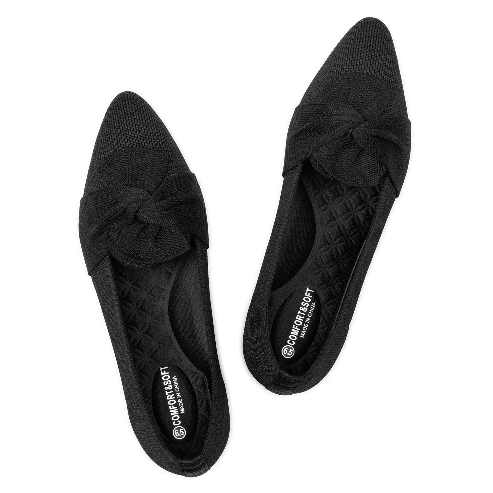 Frank Mully Women's Casual Loafer Flats Slip On Loafer Shoes Comfortable Knit Flat Shoes Classics Pointy Toe Loafer Flats,for Work,Travel
