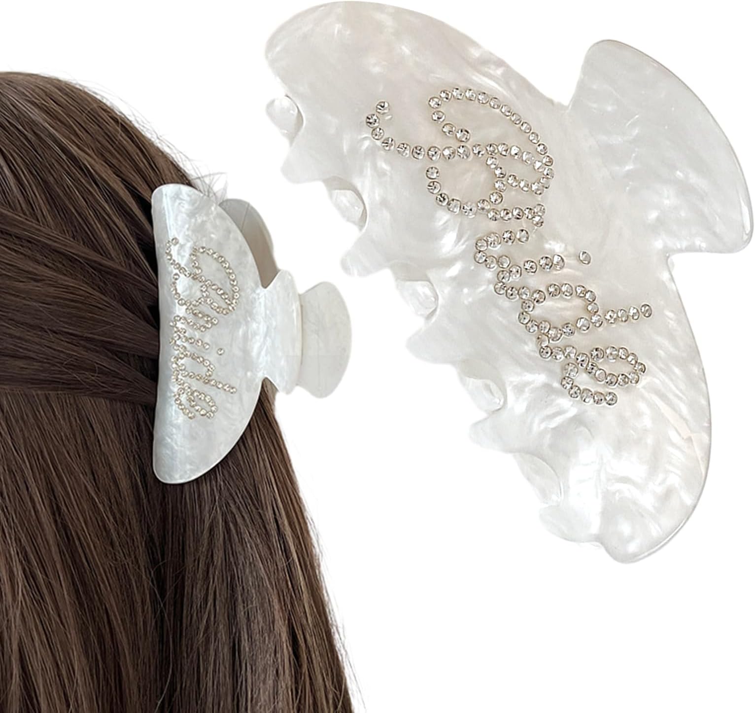 Exquisite Bride Hair Claw Clip, Hen Party Accessories for Women Girls, Rhinestone Banana Claw Clip Bride To Be Accessories for Bridesmaid Wedding Party