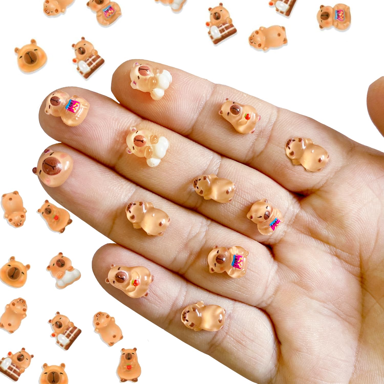 100PCS Mini Capybara Decor for Dollhouse Resin Tiny capybaras for Crafts Micro Miniature Capybara for Fairy Garden Dollhouse Micro Landscaping Decoration