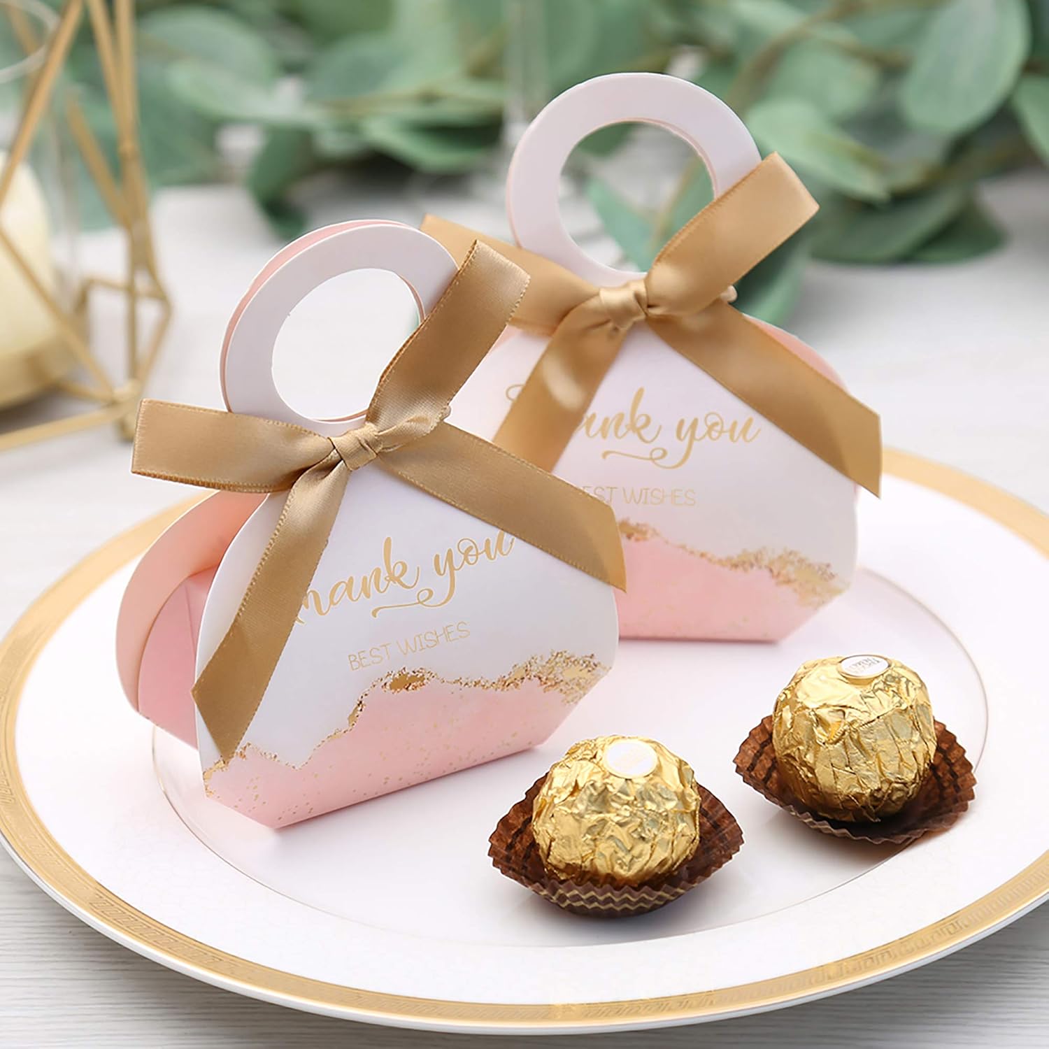 DORIS HOME 50 pcs Birthday Wedding Party Favor Boxes,Pink 2.5 * 1.37 * 3 inch Wedding Gift Bags Chocolate Candy and Gift Boxes Bridal Shower Party Paper Gift Boxes with Ribbons - Image 7