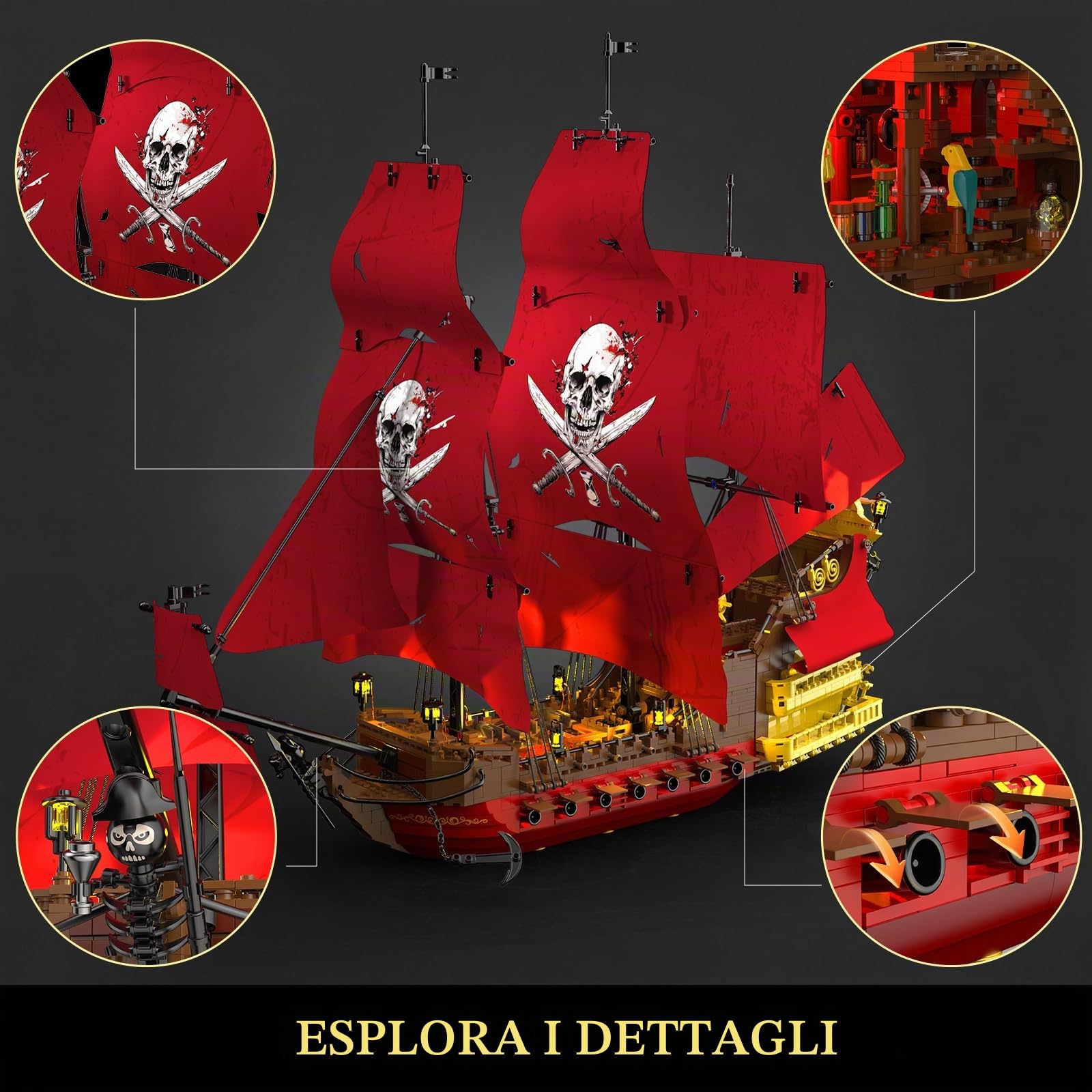 JMBricklayer Kit di costruzione di nave pirata per adulti 40003
