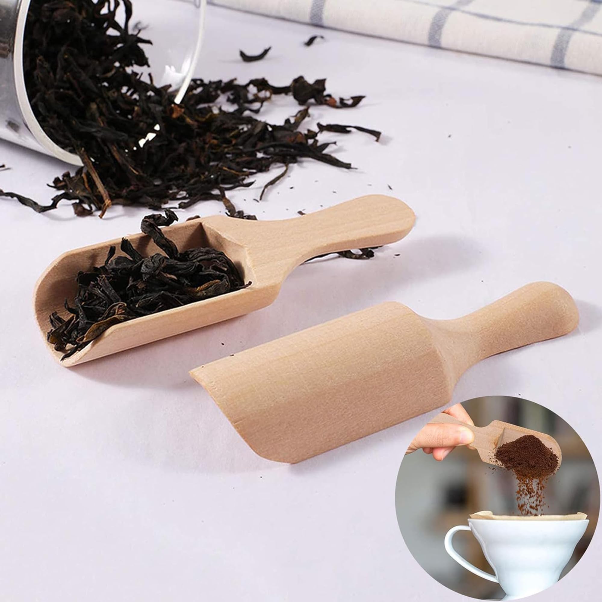Pezzi Mini Cucchiaio Legno per Caffè, Spezie, Tè - Cucchiaio da Caffè in Legno, Paletta Sale, Scoops Alta Qualità
