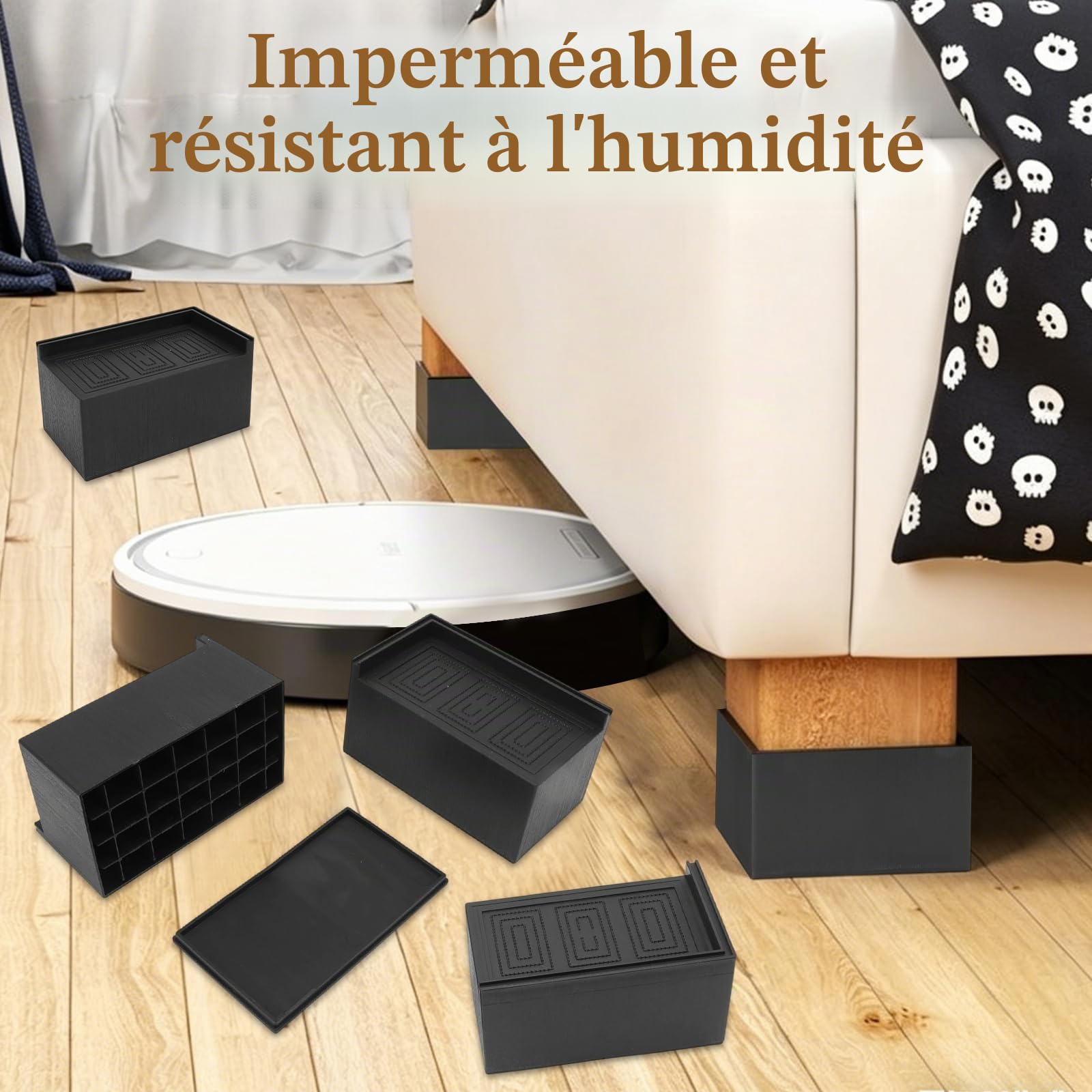 Grand Rehausseur De Lit, 4 Pièces, Larges Et Rectangulaires, Robustes, Pour Meubles, Hauteurs De 3 Pouces, Pour Lit, Canapé, Chaise, Levage De Machine à Laver
