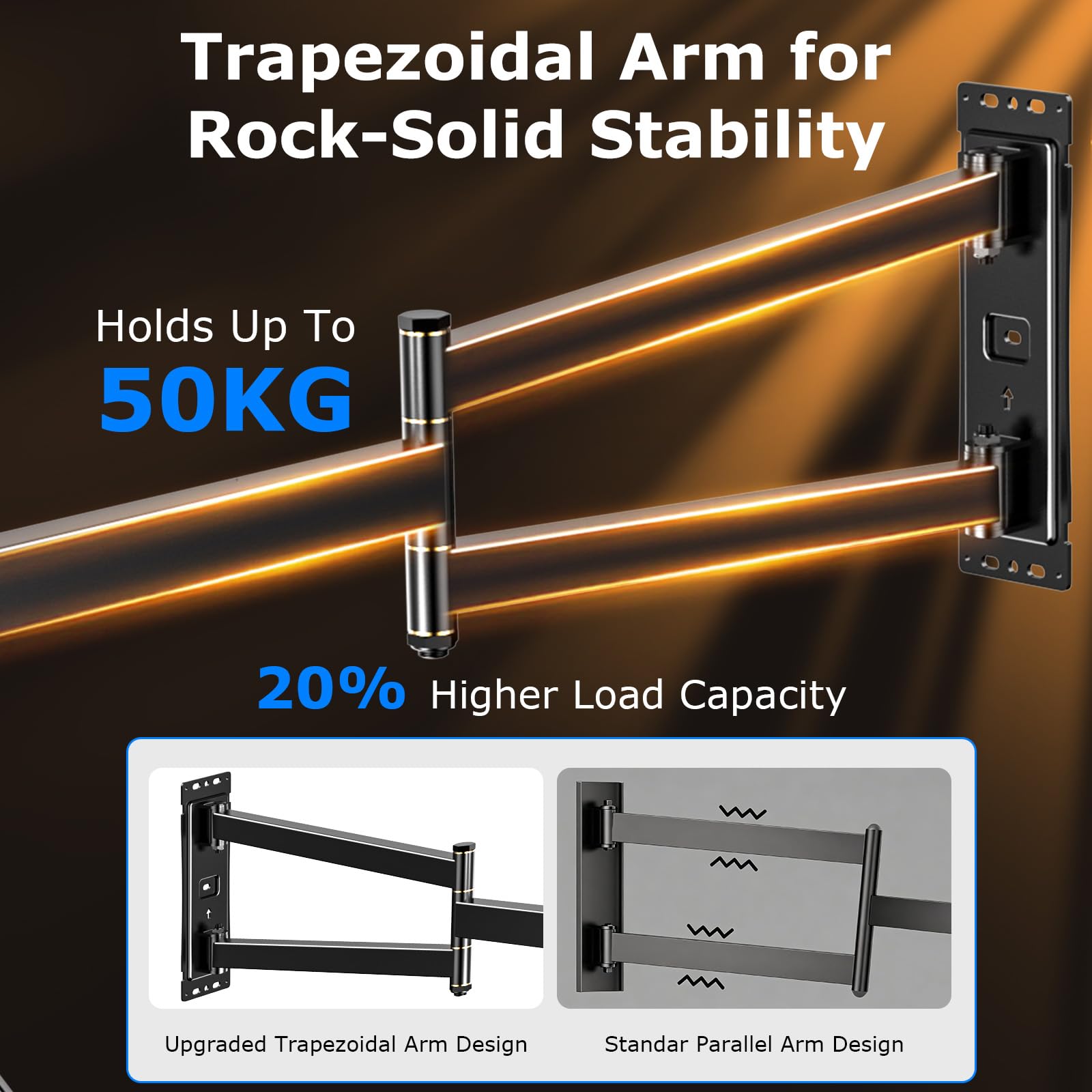 Soporte de Pared Articulado para TV de 32 a 75 Pulgadas, hasta 60 kg | Rotatorio 90°, Brazo Extensible de 838 mm, Soporte TV Pared con Inclinable y Giratorio, Montaje en Esquina, VESA 600x400 mm