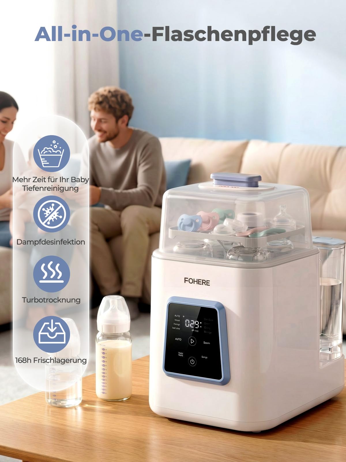 Babyflaschenreiniger Sterilisator Trockner, All-in-One Babyflaschen Geschirrspüler Pro | 168h sterile Aufbewahrung, Flaschen, Pumpenteile und Babyartikel, Ersetzt das Spülen von Hand