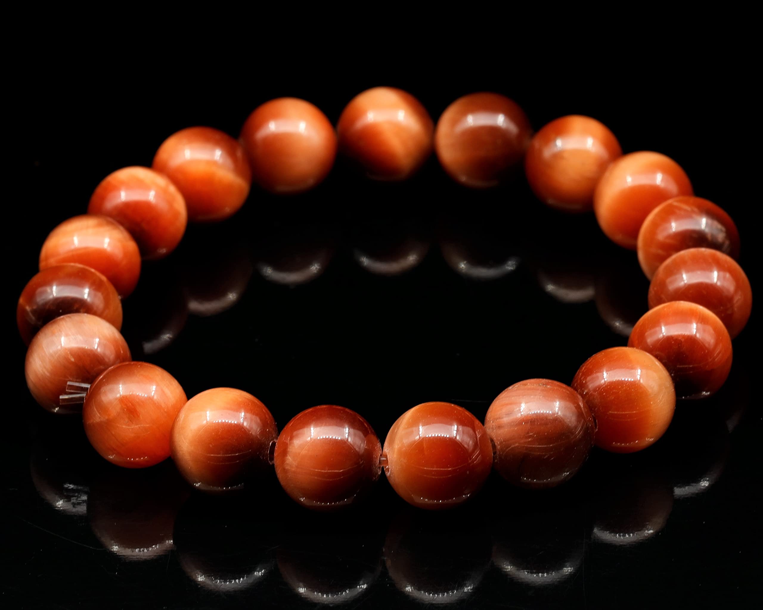 Elastisches Armband aus Feuertigerauge mit 8 mm Perlen, echtem orangefarbenem Kristall, Sternzeichen Löwe, elastischer Edelsteinschmuck, heilender Chakra-Kristall, langlebiges Modeaccessoire.