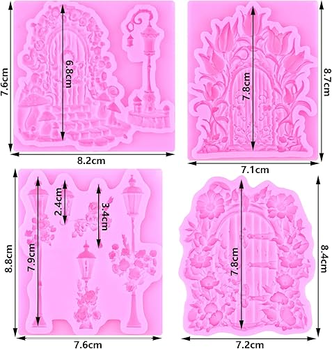 Miniatura 2 de ZiXiang Molde de silicona para puerta de jardín de hadas encantadas, moldes de fondant, para puerta de flores, molde de chocolate para decoración