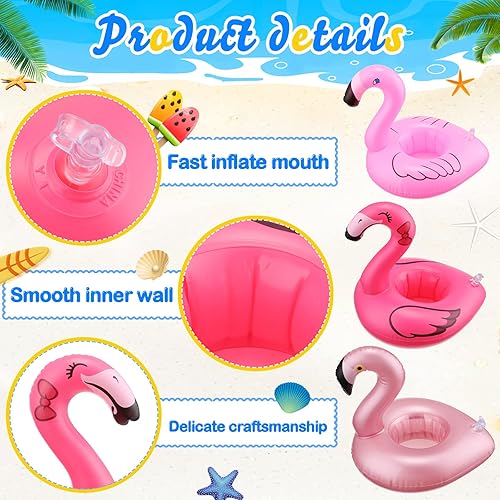Miniatura 3 de Sawysine Paquete de 42 soportes inflables para bebidas para piscina, piscina, flotadores de bebidas, portavasos flotantes para piscina, portavasos