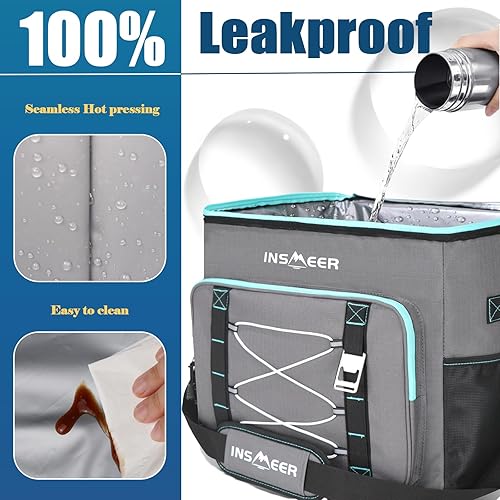 Miniatura 3 de INSMEER Bolsa térmica térmica térmica grande de 90 latas/55 L, enfriador de lados suaves con correa para el hombro, enfriadores plegables, enfriador