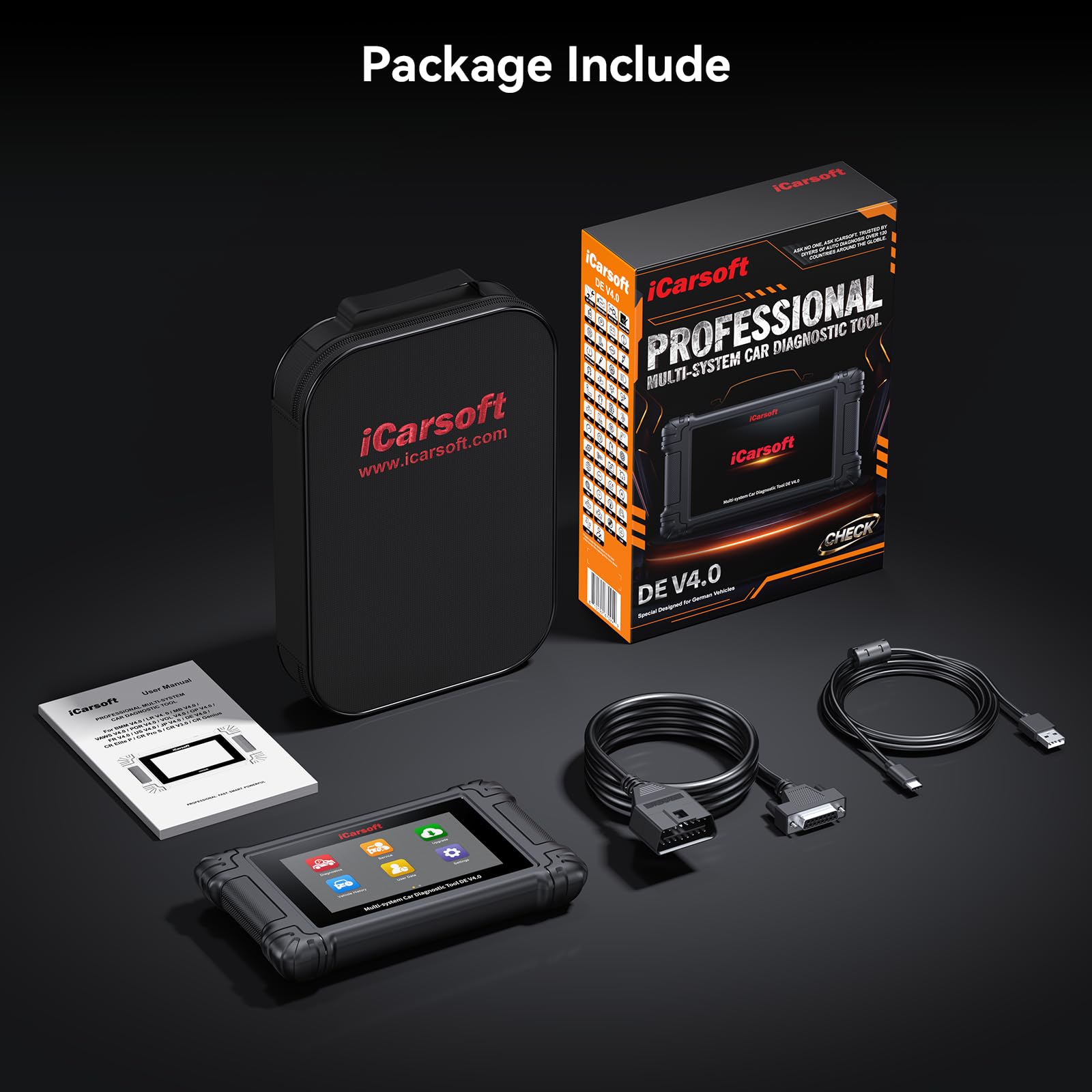 iCarsoft DE V4.0 - Herramienta de escaneo de diagnóstico bidireccional para la mayoría de modelos de automóviles Mercedes-Benz, BMW, V.A.G y Porsche Manufacturing Group, escáner OBD2 de hasta 42