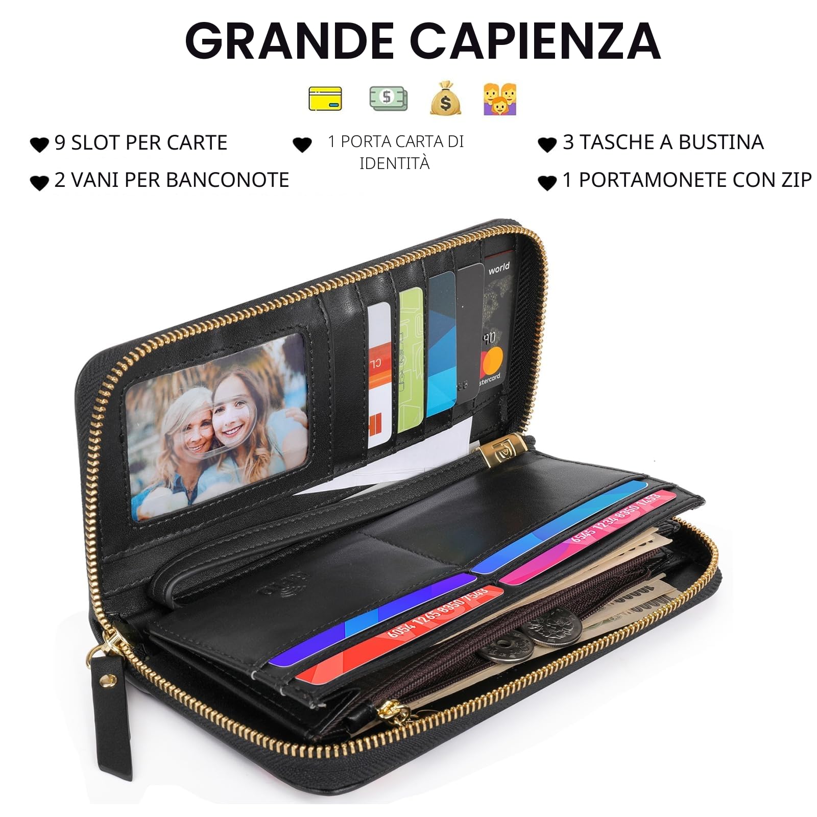Pomelo Best Portafogli in pelle da Donna Portafoglio per cellulare Tasche per Biglietti con Zip e Cinturino da Polso Portafogli per Carte con Blocco RFID