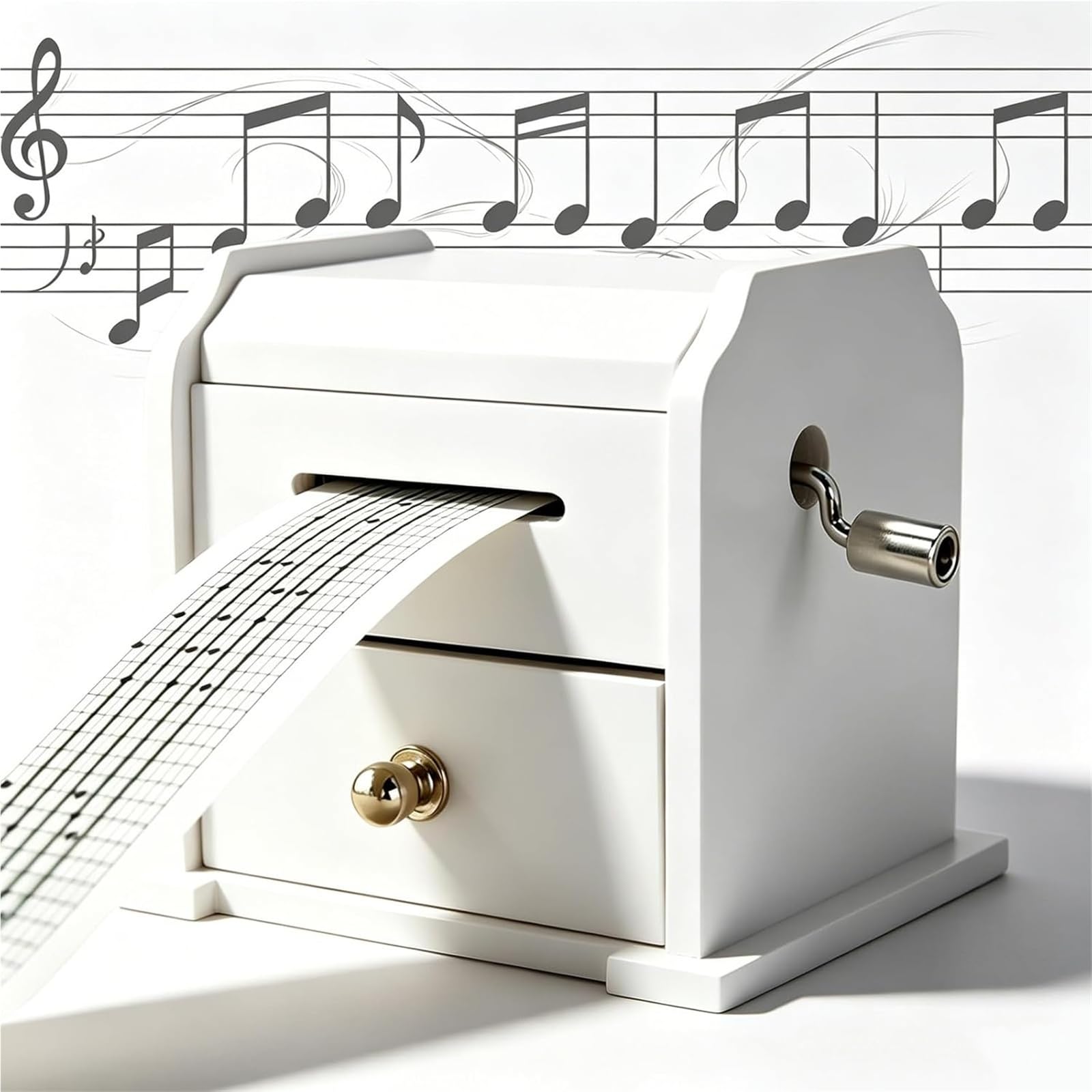 Genérico Movimiento de Caja de música de manivela con Engranaje de Cobre DIY Haga su Kit de Herramientas Musicales, Caja Musical de Madera Vintage de 15 Notas, con perforador