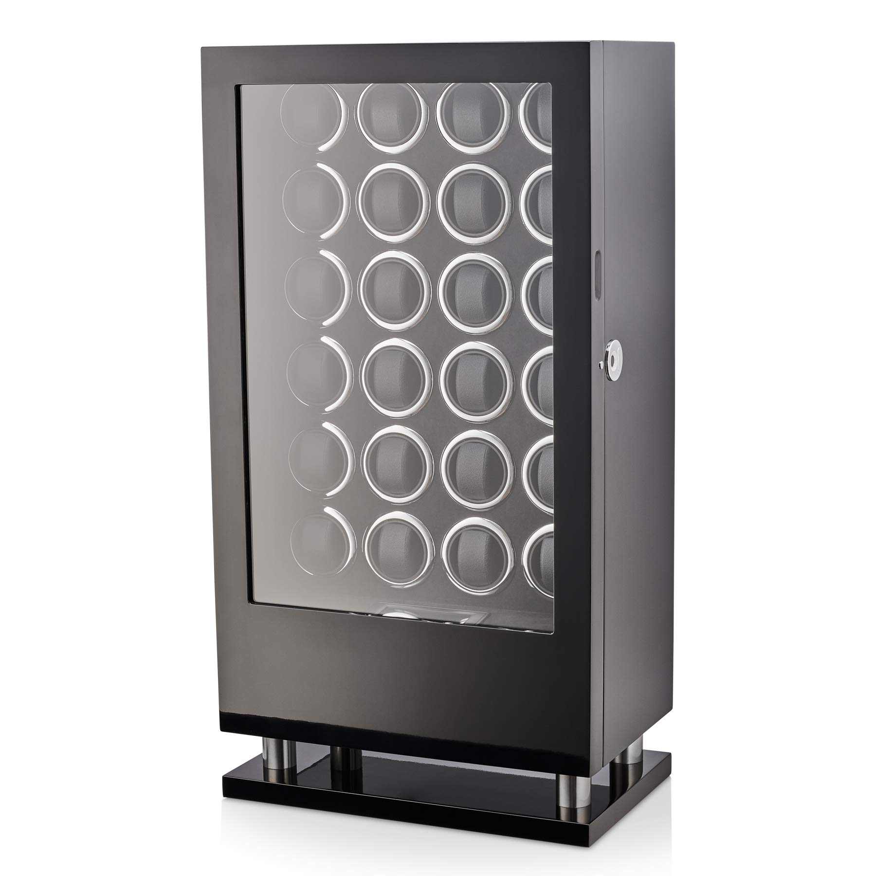 24 Watch Winder with Fingerprint Lock and Large Storage Drawer (Black)