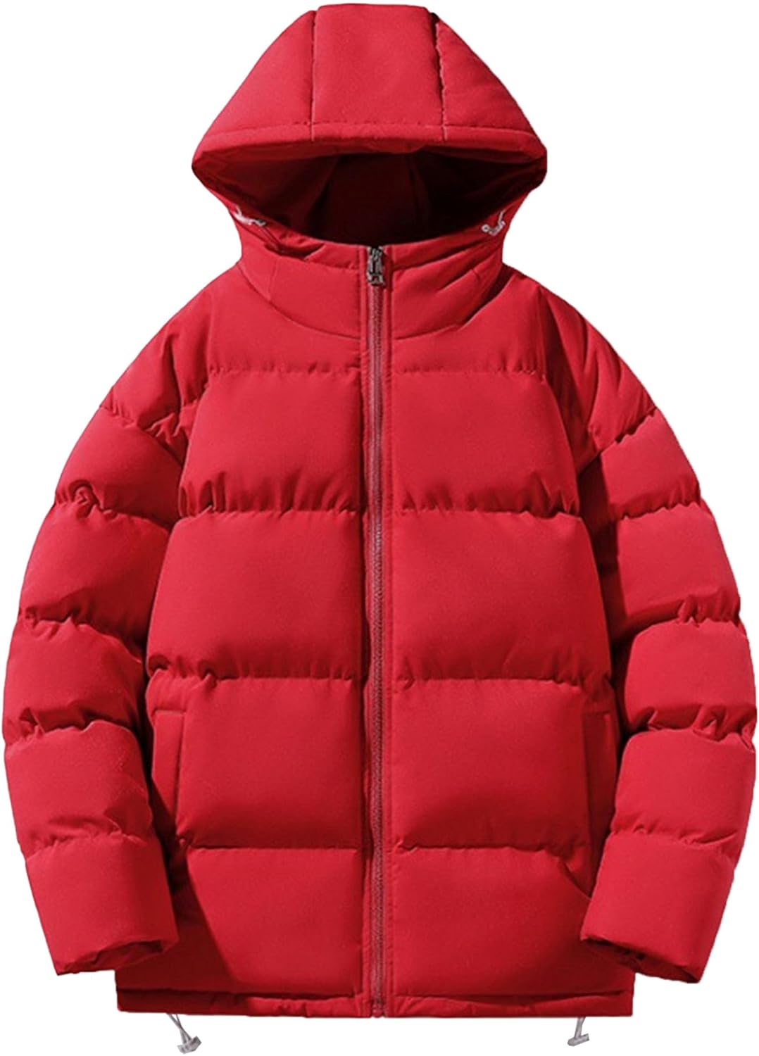 Men's Loose Hooded Padded Jacket Full Zip Winter Warm Quilted Coat Male Thicken Parka Outwear With Hood