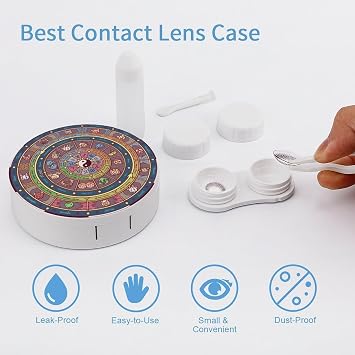 Contact Lens Container Ancient Compass Travel Contact Lens Box with Mirror Tweezers Solution Bottle