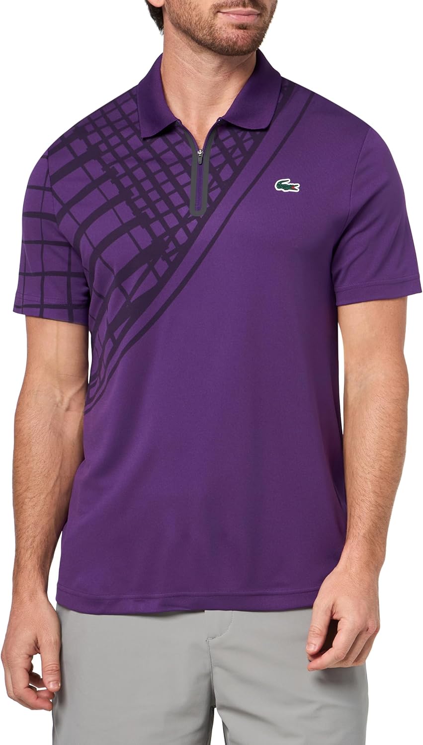 Lacoste Men's Ultra-Dry Printed Slim Fit Tennis Polo