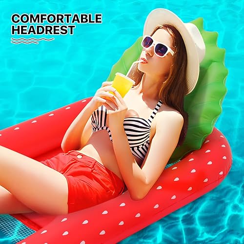 Miniatura 3 de MoNiBloom Flotadores inflables 2 en 1 para piscina para adultos, flotadores gigantes de piscina con portavasos desmontable, tumbona de agua de