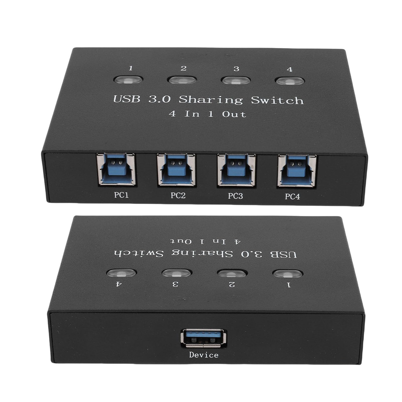 Jectse Switch per Condivisione Stampante USB 3.0, Commutatore Manuale 4 in 1 Uscita per Computer, con Connessione Stabile per più Sistemi Operativi e OS X