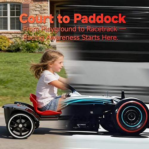 Miniatura 5 de Go Kart Karting eléctrico con asiento ajustable de longitud, juguete con música, bocina, carga máxima de 66 libras, carrito loco para niños de 3 a 6