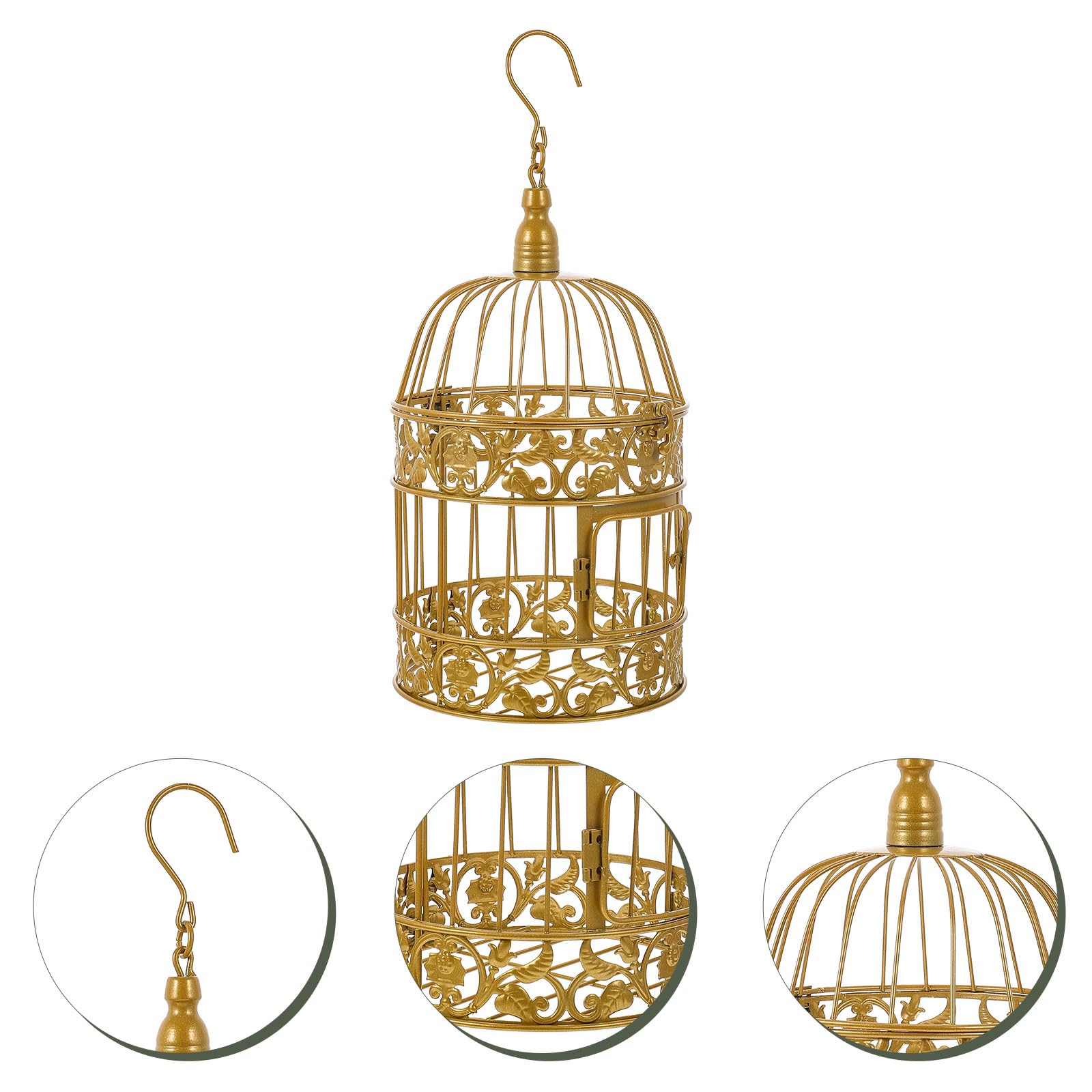 Goldener Dekorativer Vogelkäfig aus Eisen 19X35cm Hängende Party und Hochzeit Deko für Wohnzimmer und Büro