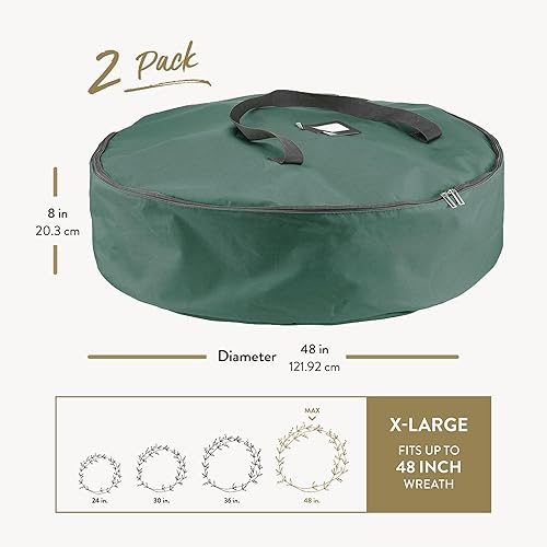 Vista 25 de Paquete de 2 bolsas de almacenamiento para corona, 61 cm - Coronas artificiales, asas duraderas, doble cremallera y ranura para tarjetas, contenedor