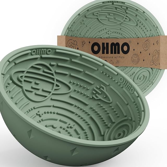 OHMO Alfombrilla Lamedora Perros Gatos Verde Claro, Cuenco Silicona Antiahogo Galaxy