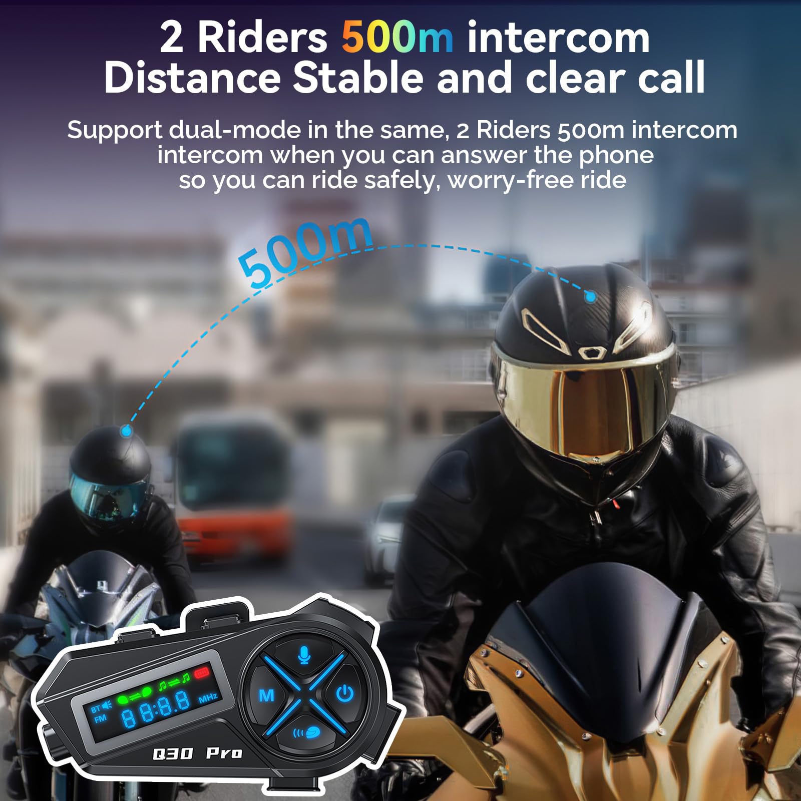OBEST Auriculares Casco Moto Blutooth5.4, Intercomunicador Moto Inalámbrico | Impermeable, Comunicador Manos Libres Moto con Microfono FM HiFi Estereo para Ciclismo Esquí Viaje