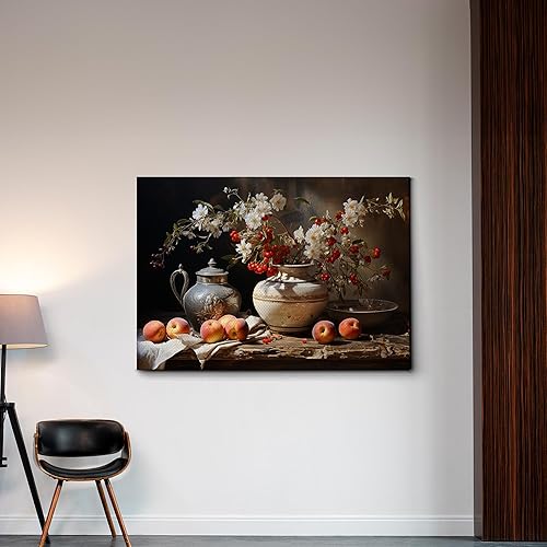 Vista 3 de Apples And A Terracotta Kettle, Country Kitchen Print, Apple Still Life, Vintage Apple Print, Apple Still Life Print, Country Kitchen Art, Canvas