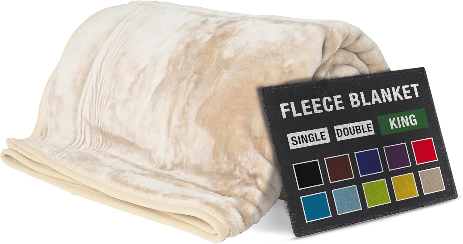 Rohi Luxury Fleece Throw Blankets King Size Super Soft Warm & Fluffy Blanket Cream Throws