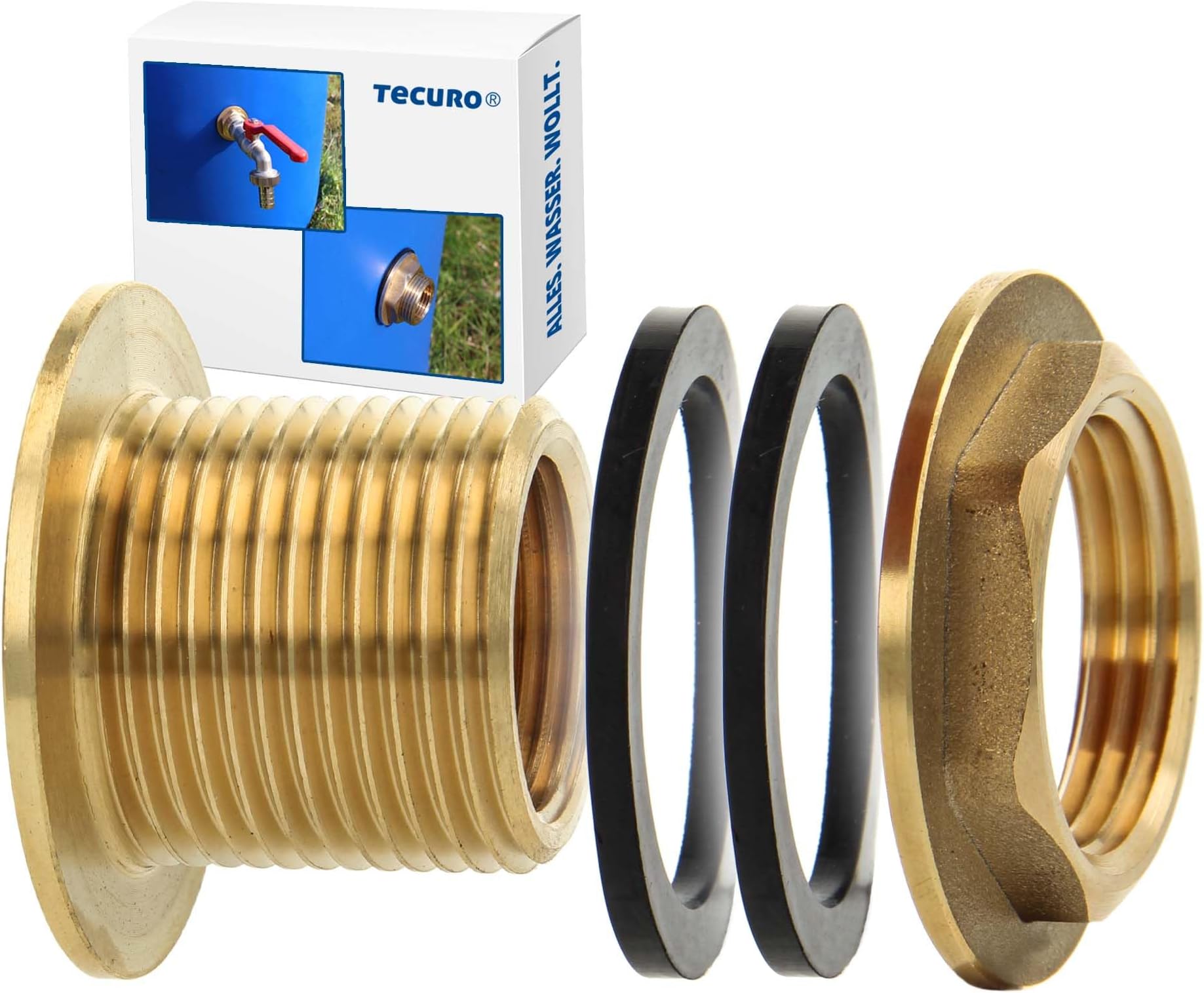 tecuro Water Butt Fitting - Robust and Durable Adapter Solution (3/8 x 1/2 Inch) for Easy Water Storage