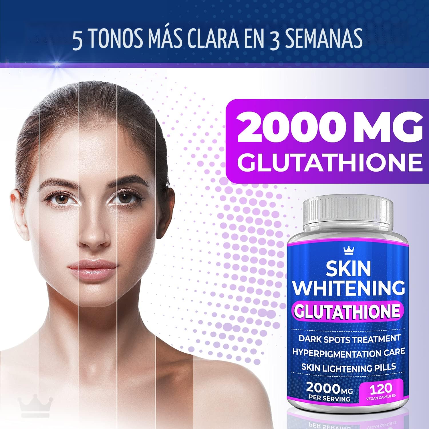 Amazon.com: Píldoras blanqueadoras de glutatión – 120 cápsulas de 2000 mg de  glutatión – Suplemento eficaz para aclarar la piel – manchas oscuras,  melasma y acné eliminador de cicatrices, tratamiento de hiperpigmentación –