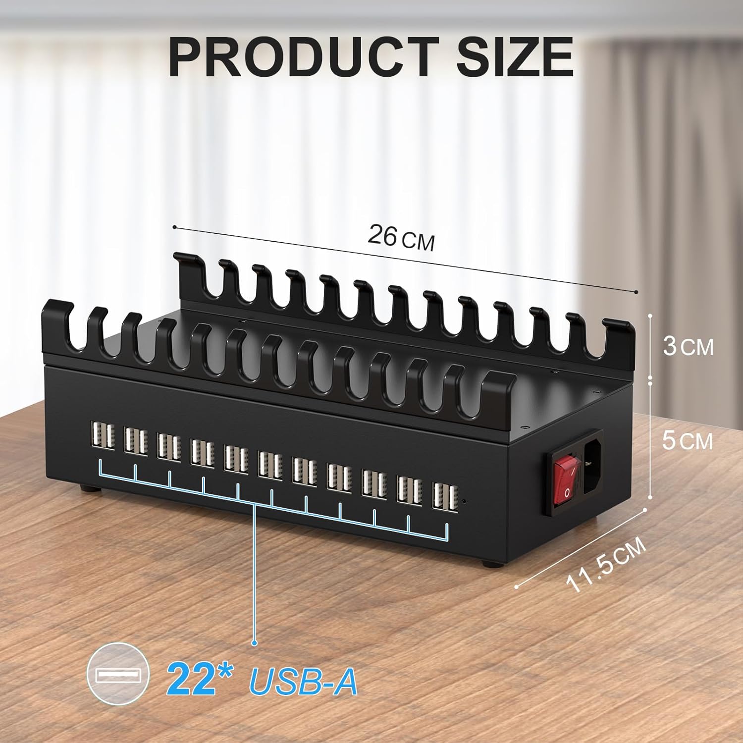 300W USB Charging Station, ALI SEA 22 Port USB Fast Charging Station for Multiple Devices, Multi Charger Station Organizer Compatible with Cellphone, Tablet, Kindle, iPad and More
