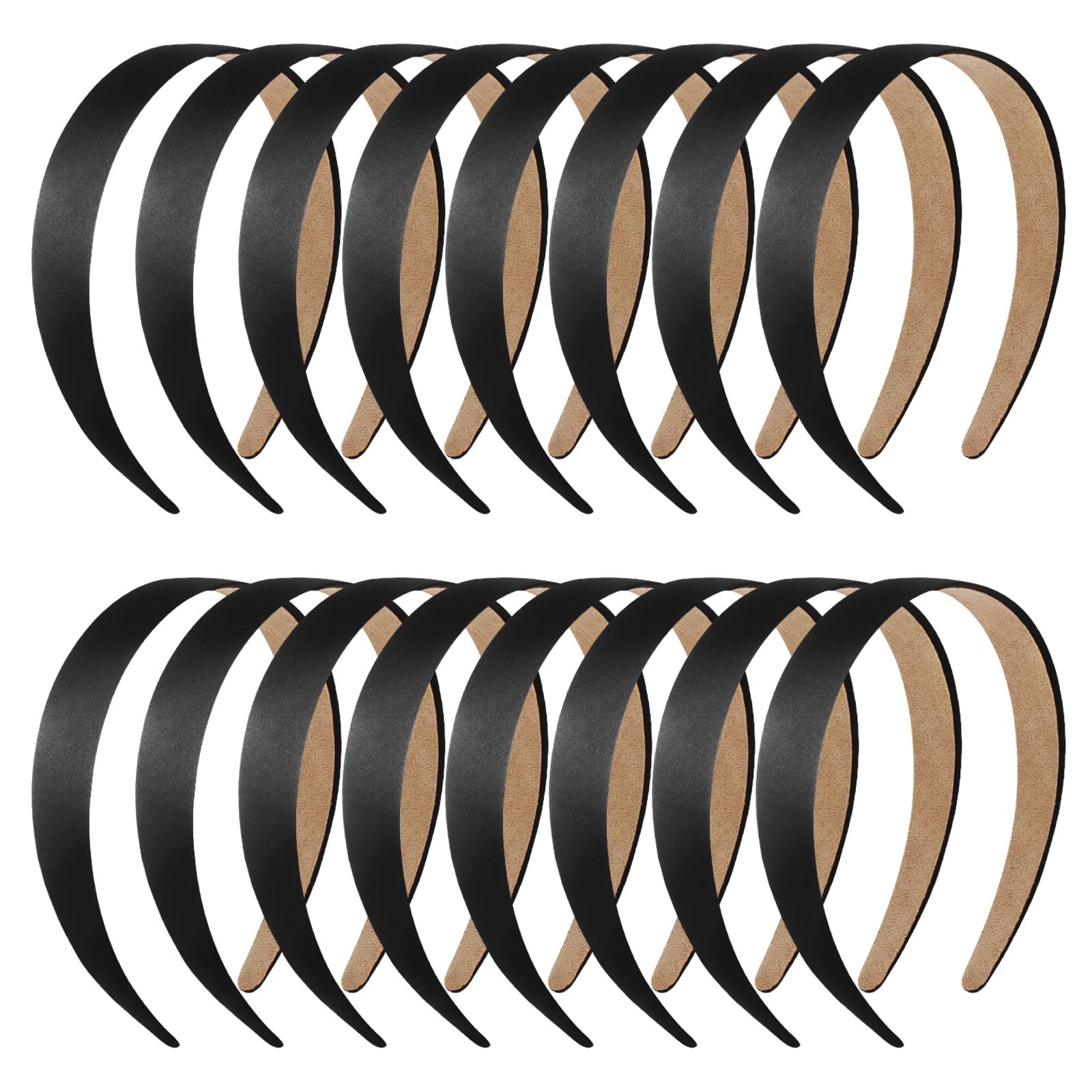 Semato 16 diademas negras para mujeres y niñas, 1 pulgada, antideslizantes, accesorios para el cabello