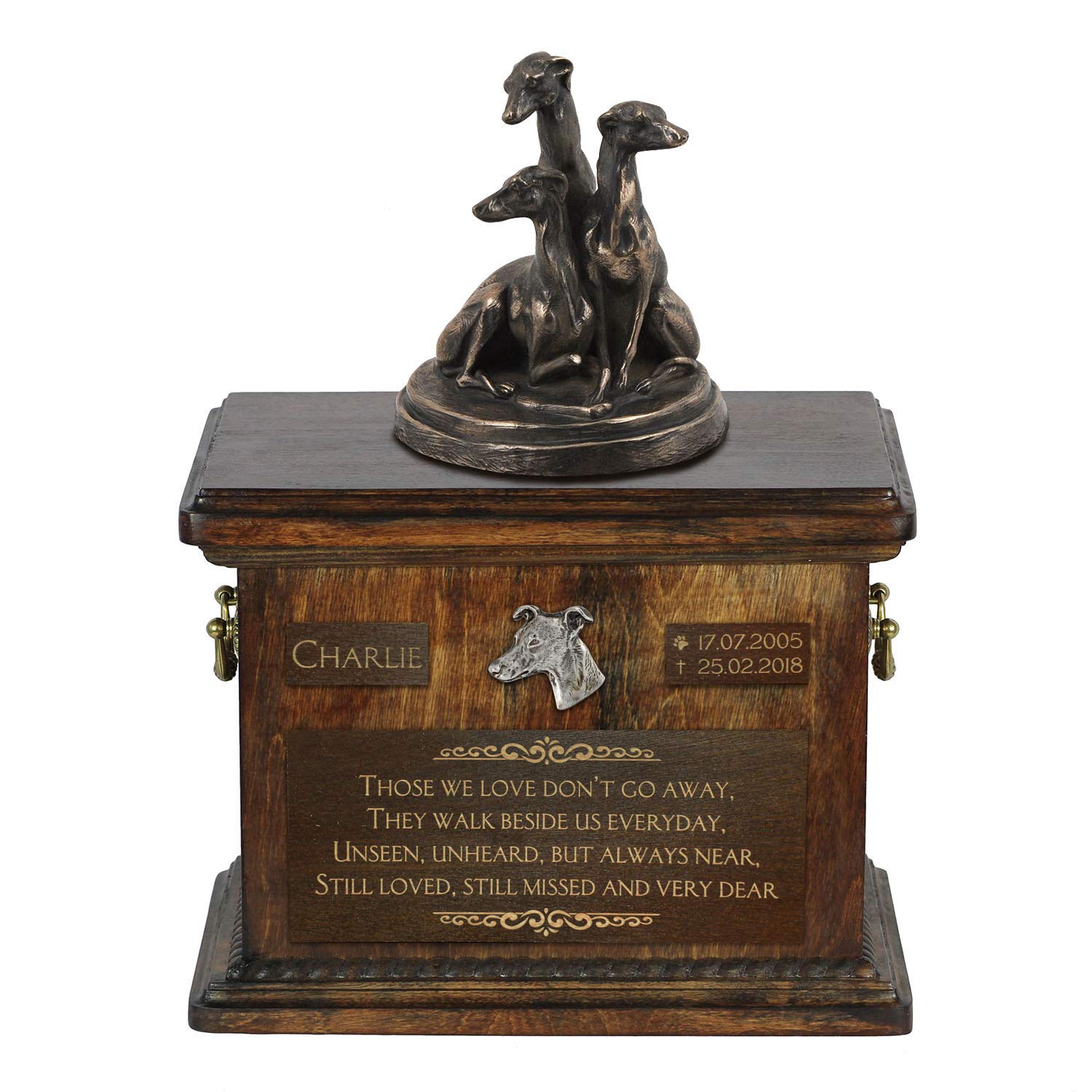 Urne commémorative pour cendres de chien Whippets en bronze coulé 5L